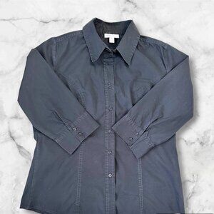 Fashion Bug Women Dress Shirt Black Size Medium 3/4 Sleeves Button Up, Pre-owned